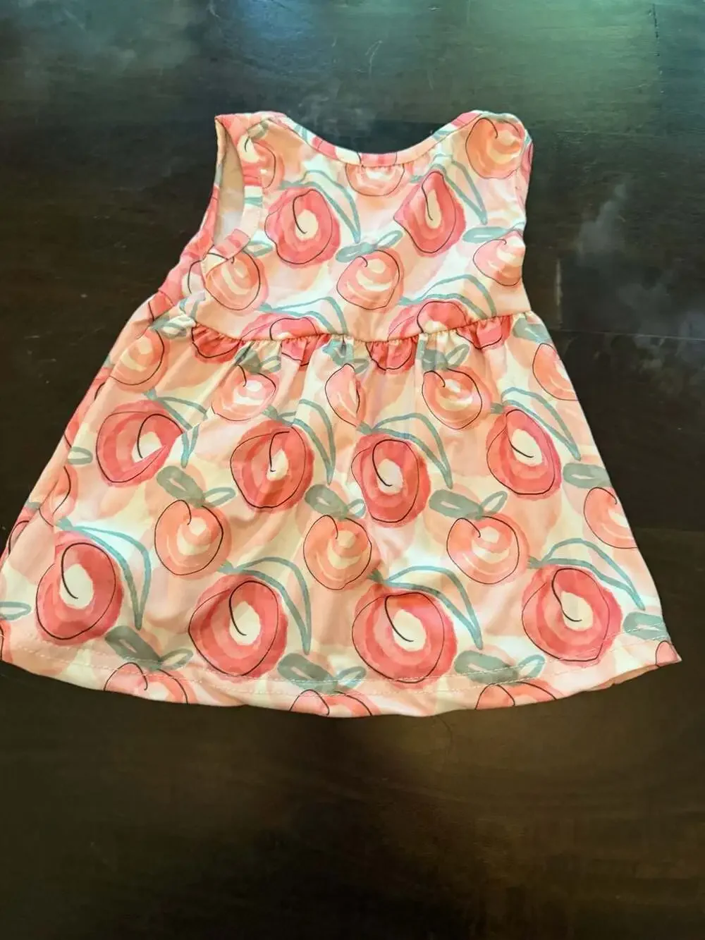Pete + Lucy Peach Print Dress and Striped Ruffle Leggings